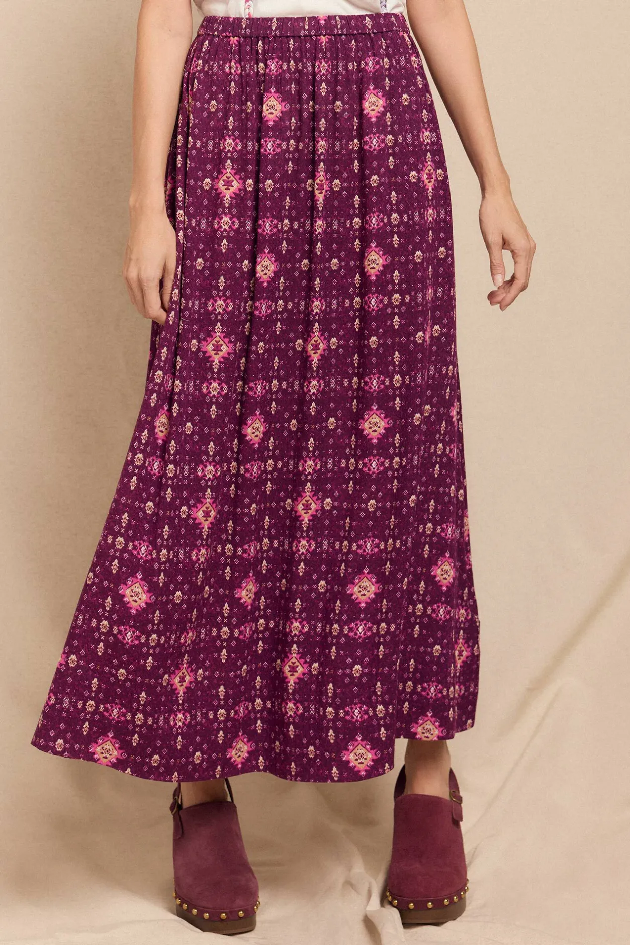 Slowlove Falda mido estampada Estampado morado Clearance