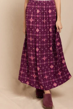 Slowlove Falda mido estampada Estampado morado Clearance