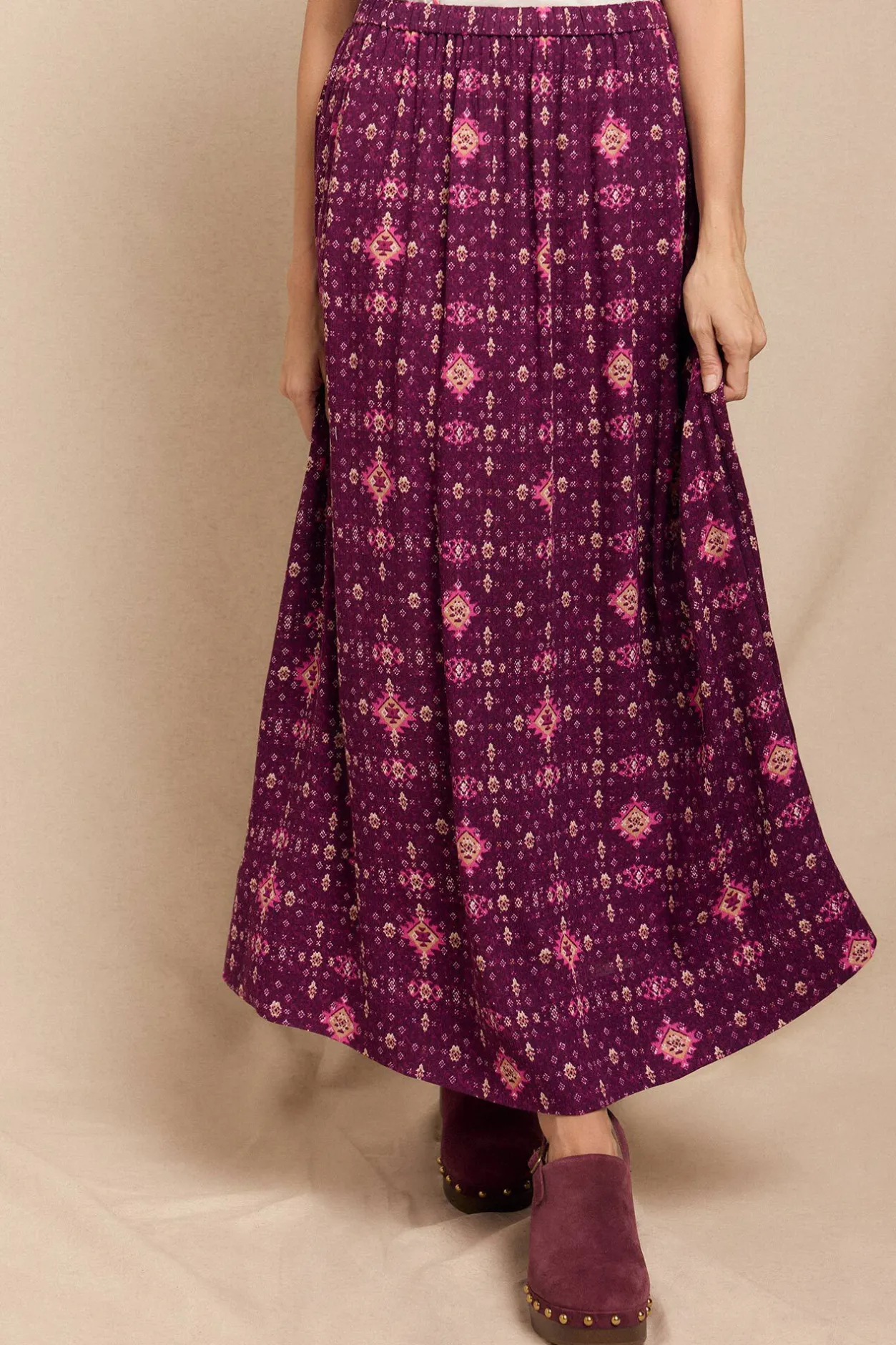 Slowlove Falda mido estampada Estampado morado Clearance