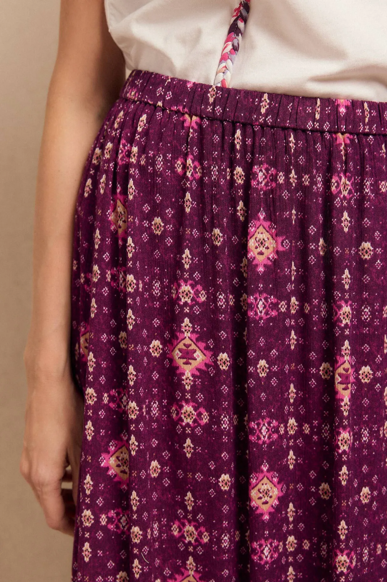 Slowlove Falda mido estampada Estampado morado Clearance