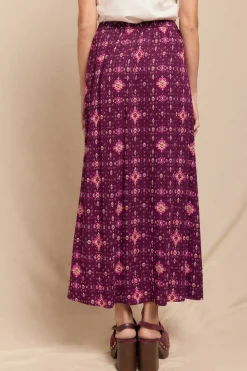 Slowlove Falda mido estampada Estampado morado Clearance