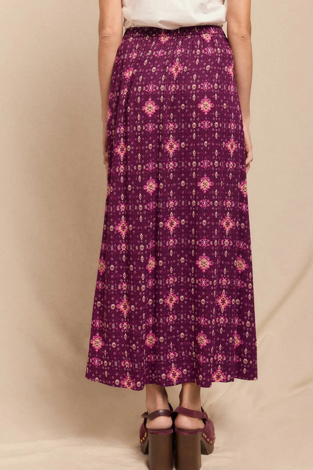 Slowlove Falda mido estampada Estampado morado Clearance