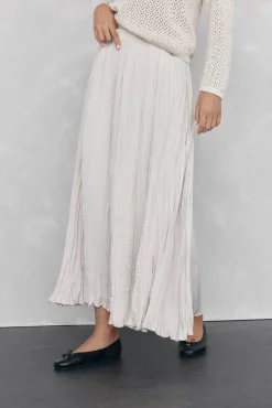 Pedro del Hierro Falda plisada satinada Beige