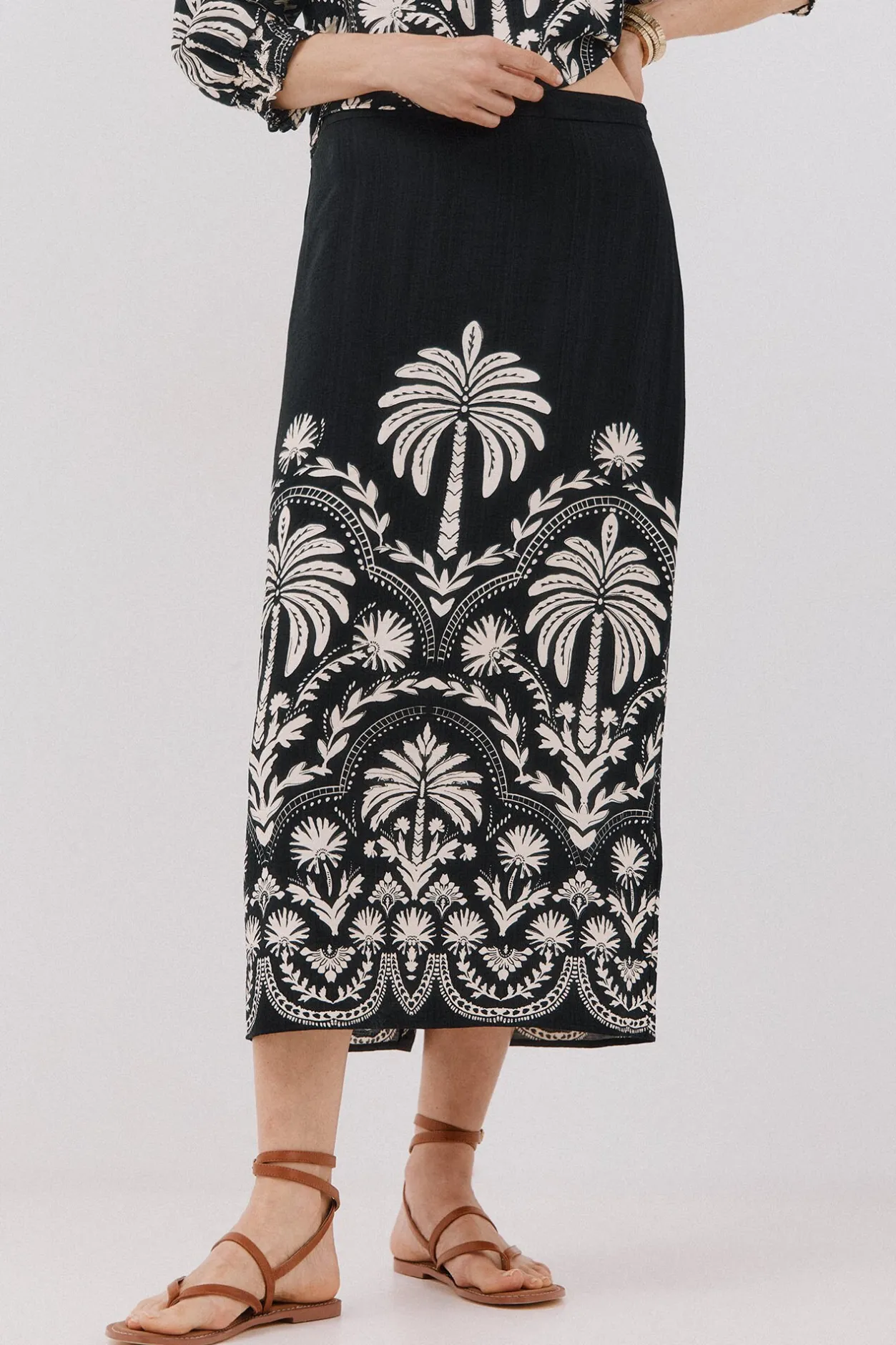 Cortefiel Falda recta estampada Estampado blanco Clearance