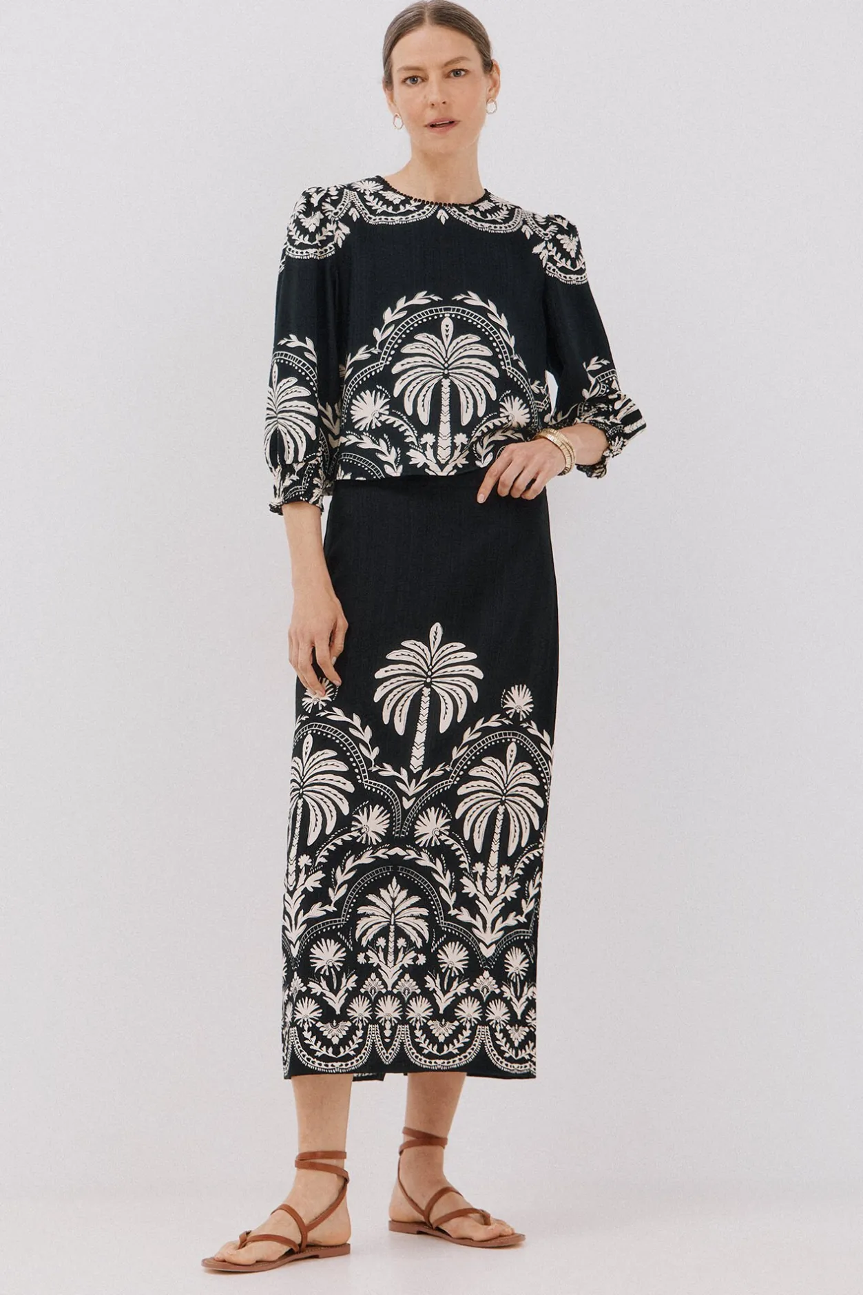 Cortefiel Falda recta estampada Estampado blanco Clearance