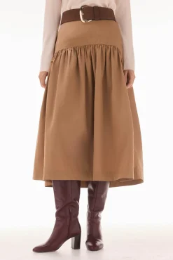 TFP by Tamara Falcó Falda tafeta abullonada Beige Outlet