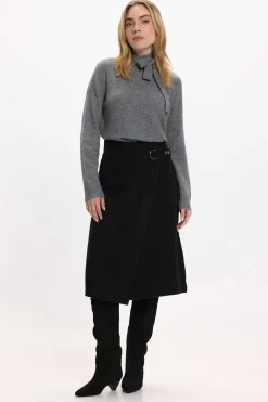 Vila Falda vaquera midi Negro Online