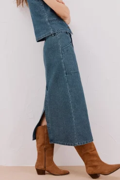 Cortefiel Falda vaquera textura Azul Online