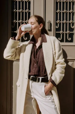 Hoss Intropia Fiamma. Abrigo con cuello solapa Marfil Discount