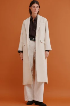 Hoss Intropia Fiamma. Abrigo con cuello solapa Marfil Discount