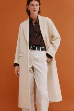 Hoss Intropia Fiamma. Abrigo con cuello solapa Marfil Discount