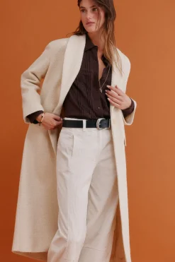 Hoss Intropia Fiamma. Abrigo con cuello solapa Marfil Discount