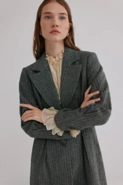 Hoss Intropia Fiona. Abrigo a rayas Gris Discount