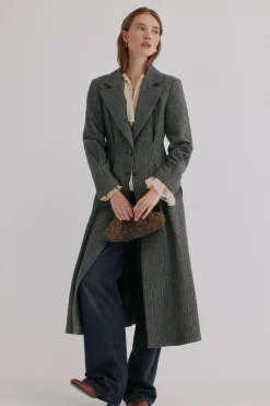 Hoss Intropia Fiona. Abrigo a rayas Gris Discount