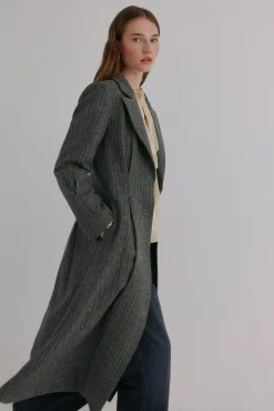 Hoss Intropia Fiona. Abrigo a rayas Gris Discount