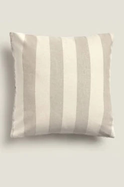 Textura Funda cojín 100% algodón rayas 30x50cm. beige