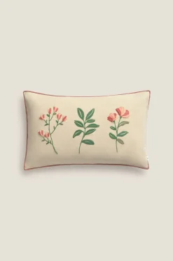 Textura Funda cojín algodón flores blanco Outlet