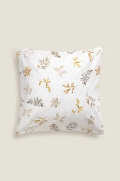 Textura Funda cojín algodón hojas en rama estampado