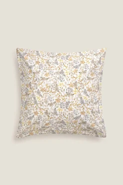 Textura Funda cojín algodón hojas en rama estampado