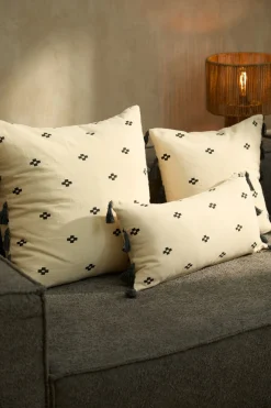 Calma House Funda de cojín cuadrada de algodón Kobe amarillo Online