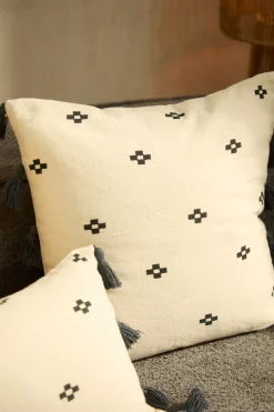 Calma House Funda de cojín cuadrada de algodón Kobe amarillo