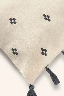 Calma House Funda de cojín cuadrada de algodón Kobe amarillo