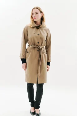 Caroll Gabardina abotonada Beige Sale