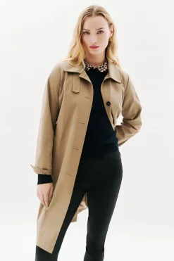 Caroll Gabardina abotonada Beige Sale