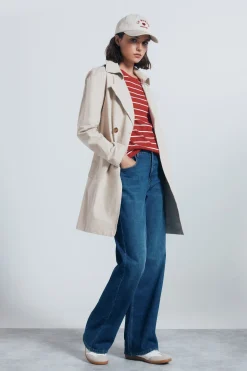 Springfield Gabardina abotonada cinturón beige