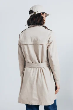 Springfield Gabardina abotonada cinturón beige