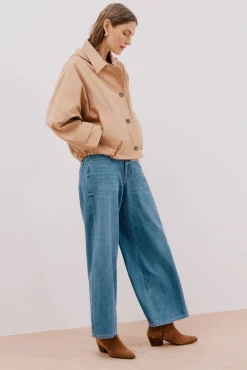 Cortefiel Gabardina corta Beige Discount