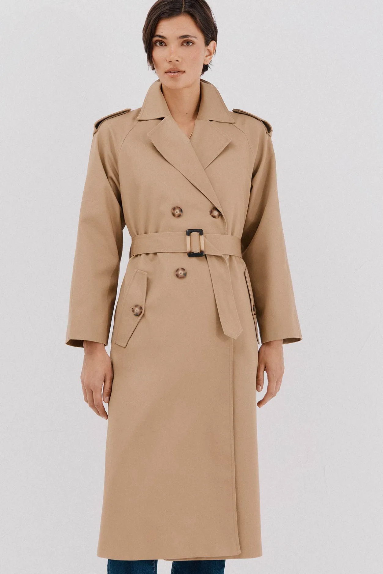 Cortefiel Gabardina larga Beige New