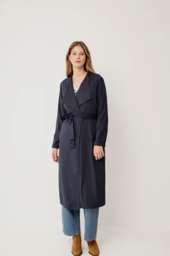 Vila Gabardina larga anudada Azul marino