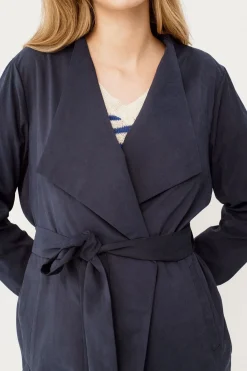 Vila Gabardina larga anudada Azul marino