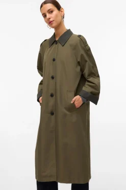 Vero Moda Gabardina larga bicolor Verde Sale