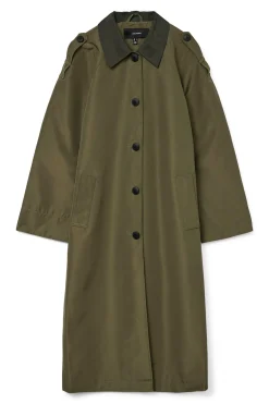 Vero Moda Gabardina larga bicolor Verde Sale