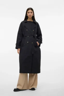 Vero Moda Gabardina larga básica Negro Clearance