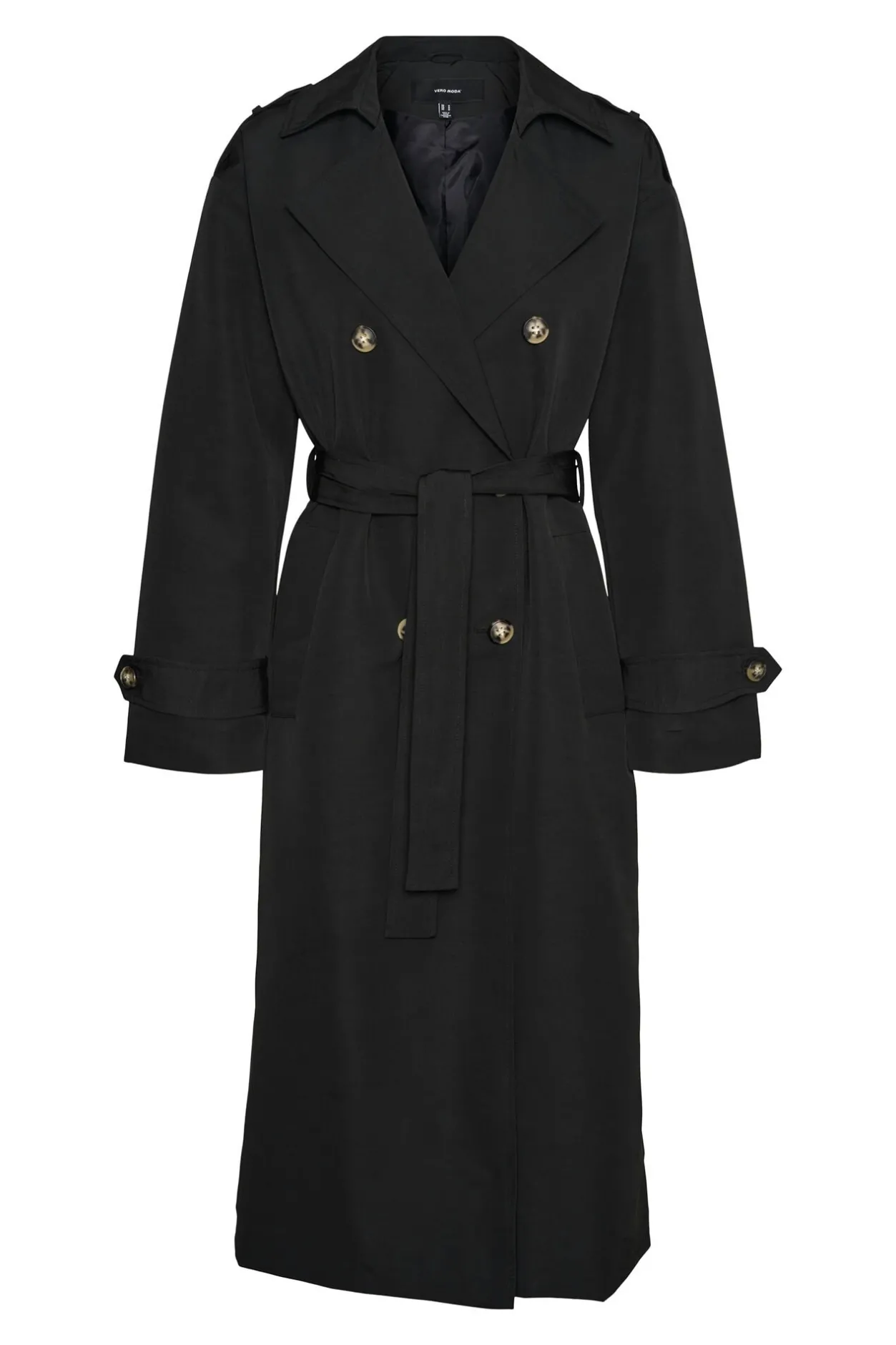 Vero Moda Gabardina larga básica Negro Clearance