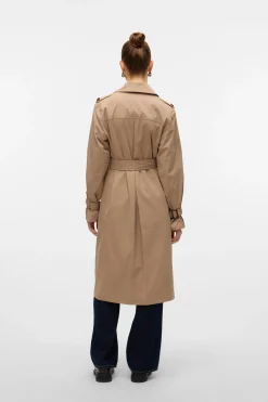 Vero Moda Gabardina larga con cinturón Marr&oacute;n Online