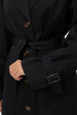 Vero Moda Gabardina larga con cinturón Negro Sale