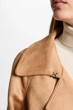 Morgan Gabardina larga de antelina Beige Discount