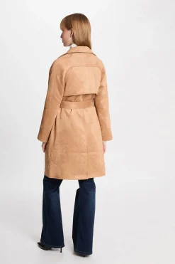 Morgan Gabardina larga de antelina Beige Discount