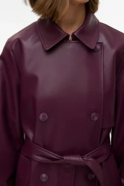 Vero Moda Gabardina larga de polipiel Morado Online