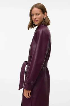 Vero Moda Gabardina larga de polipiel Morado Online