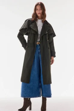 TFP by Tamara Falcó Gabardina larga encerada Verde