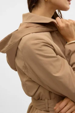 Vero Moda Gabardina midi Marr&oacute;n oscuro Sale