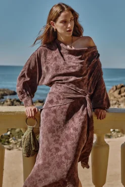 Hoss Intropia Ágatha. Vestido jacquard Marron oscuro