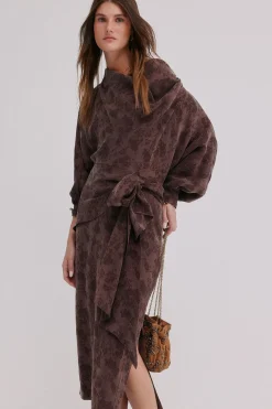 Hoss Intropia Ágatha. Vestido jacquard Marron oscuro