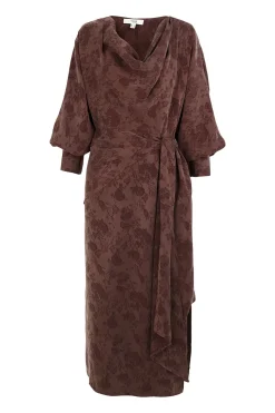 Hoss Intropia Ágatha. Vestido jacquard Marron oscuro