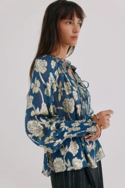 Hoss Intropia Gianna. Blusa jacquard Azul marino Clearance